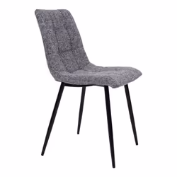 Strib - Lot de 2 Chaises Tissu Gris Tacheté et Piétement Acier - Gris - Vue supplémentaire 5