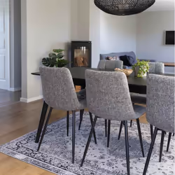 Strib - Lot de 2 Chaises Tissu Gris Tacheté et Piétement Acier - Gris - Vue supplémentaire 7