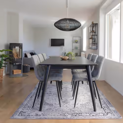 Strib - Lot de 2 Chaises Tissu Gris Tacheté et Piétement Acier - Gris - Vue supplémentaire 8