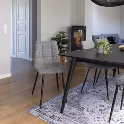 Strib - Lot de 2 Chaises Tissu Gris Tacheté et Piétement Acier - Gris - Vue supplémentaire 9