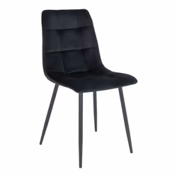 STRIB - Lot de 2 Chaises Velours Noir et Piétement Acier