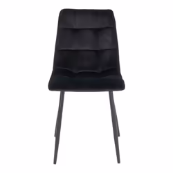 STRIB - Lot de 2 Chaises Velours Noir et Piétement Acier