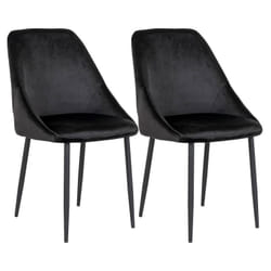 Tinto - Lot de 2 Chaises Velours Noir et Pieds Acier - Noir