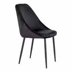 Tinto - Lot de 2 Chaises Velours Noir et Pieds Acier - Noir - Vue supplémentaire 4