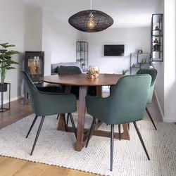 LYNGBY - Table Repas Ø137cm MDF Placage Noyer