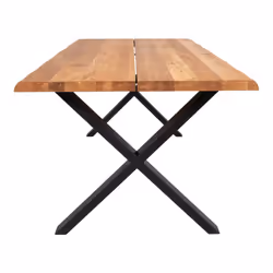 Ciotat - Table Repas 200cm Plateau Chêne et Pieds Acier - Naturel