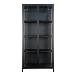 Hendra - Vitrine 2 Portes Verre et Acier Noir H175cm - Noir