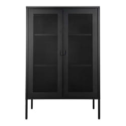 LISMORE - Meuble de Rangement 2 Portes Grillagées Acier Noir