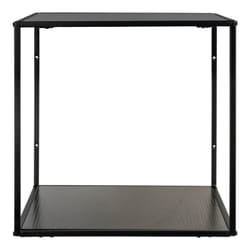 Altobuy - slima - Etagère Murale 2 Plateaux Acier Noir et Aspect Bois - Noir