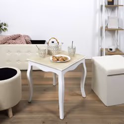 Altobuy - clemence - Table d'Appoint Blanche Plateau Effet Bois - Blanc