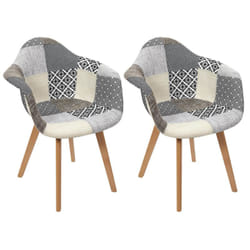 Giada - Lot de 2 Fauteuils Patchwork Motifs Grisés - Gris