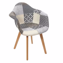Giada - Lot de 2 Fauteuils Patchwork Motifs Grisés - Gris