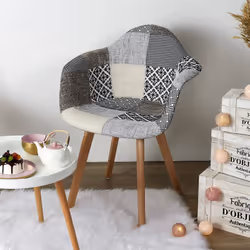 Giada - Lot de 2 Fauteuils Patchwork Motifs Grisés - Gris