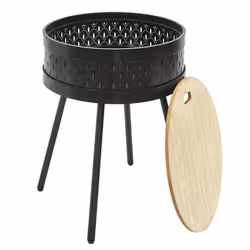 Altobuy - tya - Table d'Appoint Noire avec Coffre Plateau Effet Bois - Noir