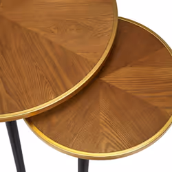 GAUTHIER - Tables Gigognes Plateau Effet Bois Cerclage Or