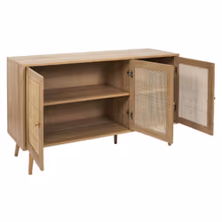 Maya - Buffet 3 Portes Effet Bois et Façades Rotin - Vue supplémentaire 6