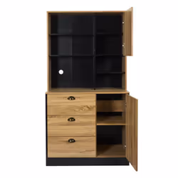 Altobuy - dinaj - Buffet Vaisselier Multi-Rangement Aspect Bois - Marron clair