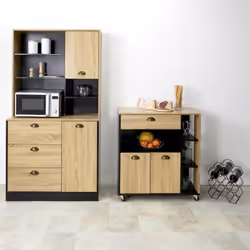 Altobuy - dinaj - Buffet Vaisselier Multi-Rangement Aspect Bois - Marron clair - Vue supplémentaire 4