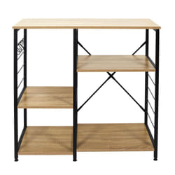 Stavi - Meuble de Rangement Métal Noir Plateaux Effet Bois