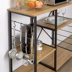 Stavi - Meuble de Rangement Métal Noir Plateaux Effet Bois - Vue supplémentaire 5