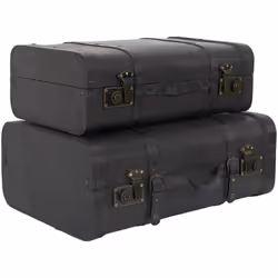 CURTIS - Lot de 2 Malles de Rangement Vintage Simili Cuir