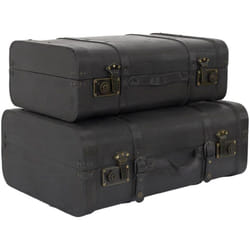 CURTIS - Lot de 2 Malles de Rangement Vintage Simili Cuir