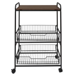 Ivar - Desserte à Roulettes Industrielle Etagère et Tiroirs - Noir
