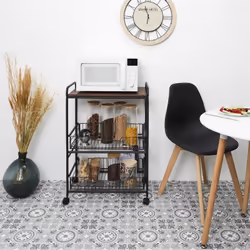 Ivar - Desserte à Roulettes Industrielle Etagère et Tiroirs - Noir