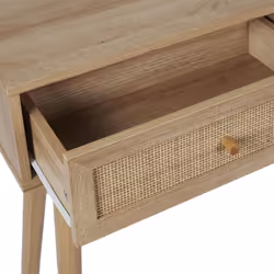 Maya - Console 2 Tiroirs Effet Bois et Façades Rotin - Vue supplémentaire 5