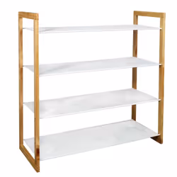 Lovia - Meuble à Chaussures 4 Etages Métal Blanc et Bois