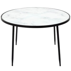 Altobuy - motsa - Table Basse Ø75cm Plateau Verre Imitation Marbre