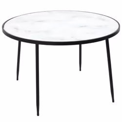 Altobuy - motsa - Table Basse Ø75cm Plateau Verre Imitation Marbre