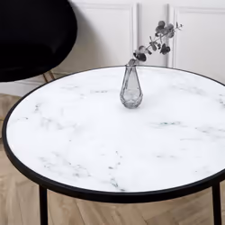 Altobuy - motsa - Table Basse Ø75cm Plateau Verre Imitation Marbre - Vue supplémentaire 4