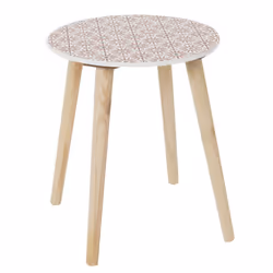 Altobuy - dissa - Lot de 2 Tables Gigognes Motifs Floraux Pieds Bois - Naturel - Vue supplémentaire 8