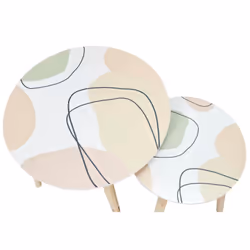 Altobuy - dissa - Lot de 2 Tables Gigognes Motifs Abstraits Pieds Bois