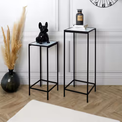 MOTSA - Lot de 2 Sellettes Gigognes Verre Imitation Marbre