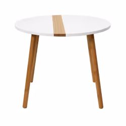 Trazen - Lot de 2 Tables Gigognes Blanches et Relief Bambou - Naturel