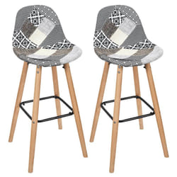 Giada - Lot de 2 Tabourets de Bar Patchwork Motifs Grisés - Gris