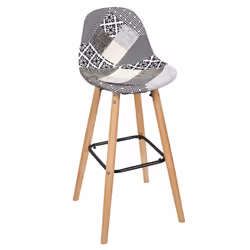 Giada - Lot de 2 Tabourets de Bar Patchwork Motifs Grisés - Gris