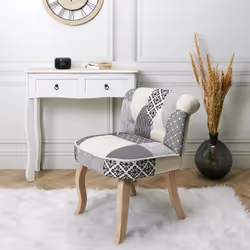 GIADA - Fauteuil Baroque Patchwork Motifs Grisés
