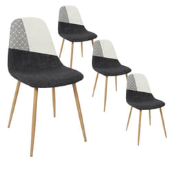 Filla - Lot de 4 Chaises Noires Blanches et Motif Strié