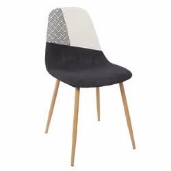 Filla - Lot de 4 Chaises Noires Blanches et Motif Strié