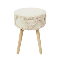 Altobuy - skully - Tabouret Scandinave Beige Motifs Imitation Fourrure - Beige