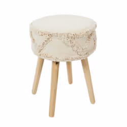Altobuy - skully - Tabouret Scandinave Beige Motifs Imitation Fourrure - Beige