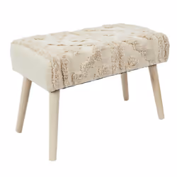 SKULLY - Banc Scandinave Beige Motifs Imitation Fourrure