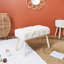 SKULLY - Banc Scandinave Beige Motifs Imitation Fourrure