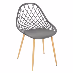 Tressie - Lot de 4 Chaises Grises Coque Arrondie - Gris