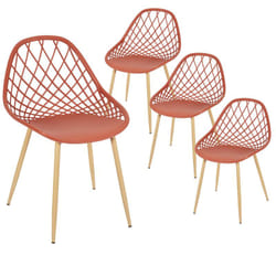 TRESSIE - Lot de 4 Chaises Terracotta Coque Arrondie
