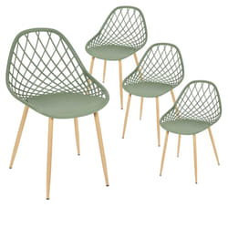 Tressie - Lot de 4 Chaises Vertes Coque Arrondie - Vert