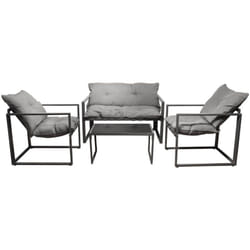 PIANA - Salon de Jardin 4 Pièces Piètement Métal Gris